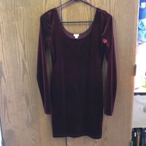 Red Velvet Long Sleeve Mini Dress